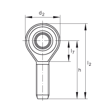 桿端軸承 GAKSR10-PS, 根據(jù) DIN ISO 12 240-4 標(biāo)準(zhǔn)，特種鋼材料，帶右旋外螺紋，免維護(hù)