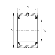 滾針軸承 NCS2816, 機(jī)加工滾道，根據(jù) ABMA 18.2 - 1982，英制