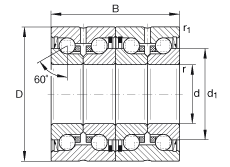 推力角接觸球軸承 ZKLN3062-2RS-2AP, 配對，雙向，兩側(cè)唇密封