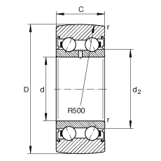 滾輪 LR50/5-2RSR, 雙向，兩側(cè)密封