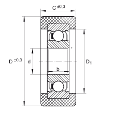 滾輪 KLRZ10X30X10-2Z, 帶塑料箍，兩側(cè)密封