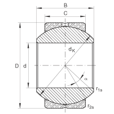 關(guān)節(jié)軸承 GE10-PB, 根據(jù) DIN ISO 12 240-1 標(biāo)準(zhǔn)，尺寸系列 K，需維護(hù)