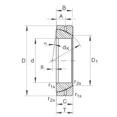 角接觸關(guān)節(jié)軸承 GE50-SX, 根據(jù) DIN ISO 12 240-2 標(biāo)準(zhǔn)，需維護(hù)