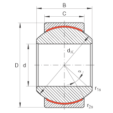 關(guān)節(jié)軸承 GE30-PW, 根據(jù) DIN ISO 12 240-1 標(biāo)準(zhǔn)，尺寸系列 K，免維護(hù)