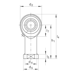 桿端軸承 GIKR18-PB, 根據(jù) DIN ISO 12 240-4 標(biāo)準(zhǔn)，帶右旋內(nèi)螺紋，需維護(hù)