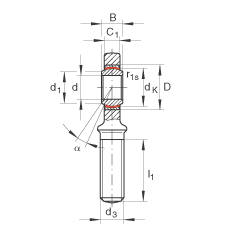 桿端軸承 GAR30-UK, 根據(jù) DIN ISO 12 240-4 標準，帶右旋外螺紋，需維護