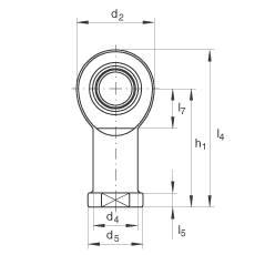 桿端軸承 GIR12-UK, 根據(jù) DIN ISO 12 240-4 標(biāo)準(zhǔn)，帶右旋內(nèi)螺紋，免維護(hù)