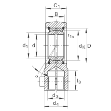 液壓桿端軸承 GIHRK35-DO, 根據(jù) DIN ISO 12 240-4 標(biāo)準(zhǔn)，帶右旋螺紋夾緊裝置，需維護(hù)
