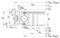 四點接觸球軸承 VI160288-N, 有內(nèi)齒，兩側(cè)唇密封