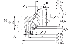 交叉滾子軸承 XSA140844-N, 標(biāo)準(zhǔn)系列 14， 外部的齒輪齒，兩側(cè)唇密封