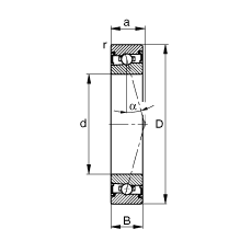 主軸軸承 HSS7015-C-T-P4S, 調(diào)節(jié)，成對(duì)安裝，接觸角 α = 15°，兩側(cè)唇密封，非接觸，加嚴(yán)公差
