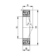 主軸軸承 HSS7028-E-T-P4S, 調(diào)節(jié)，成對(duì)安裝，接觸角 α = 25°，兩側(cè)唇密封，非接觸，限制公差