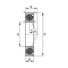 主軸軸承 HCB71905-E-T-P4S, 調(diào)節(jié)，成對或單元安裝，接觸角 α = 25°，陶瓷球，限制公差