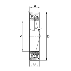 主軸軸承 HS71903-C-T-P4S, 調(diào)節(jié)，成對(duì)安裝，接觸角 α = 15°，限制公差