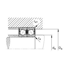 主軸軸承 B7015-C-2RSD-T-P4S, 調節(jié)，成對安裝，接觸角 α = 15°，兩側唇密封，非接觸，加嚴公差