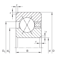 薄截面軸承 CSXF040, 四點接觸球軸承，類型X，運行溫度 -54°C 到 +120°C